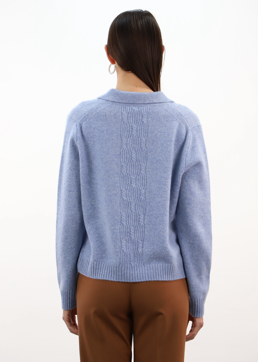 Esthème Cashmere | WES26A96H  Cashmere Polo with Cable Knit