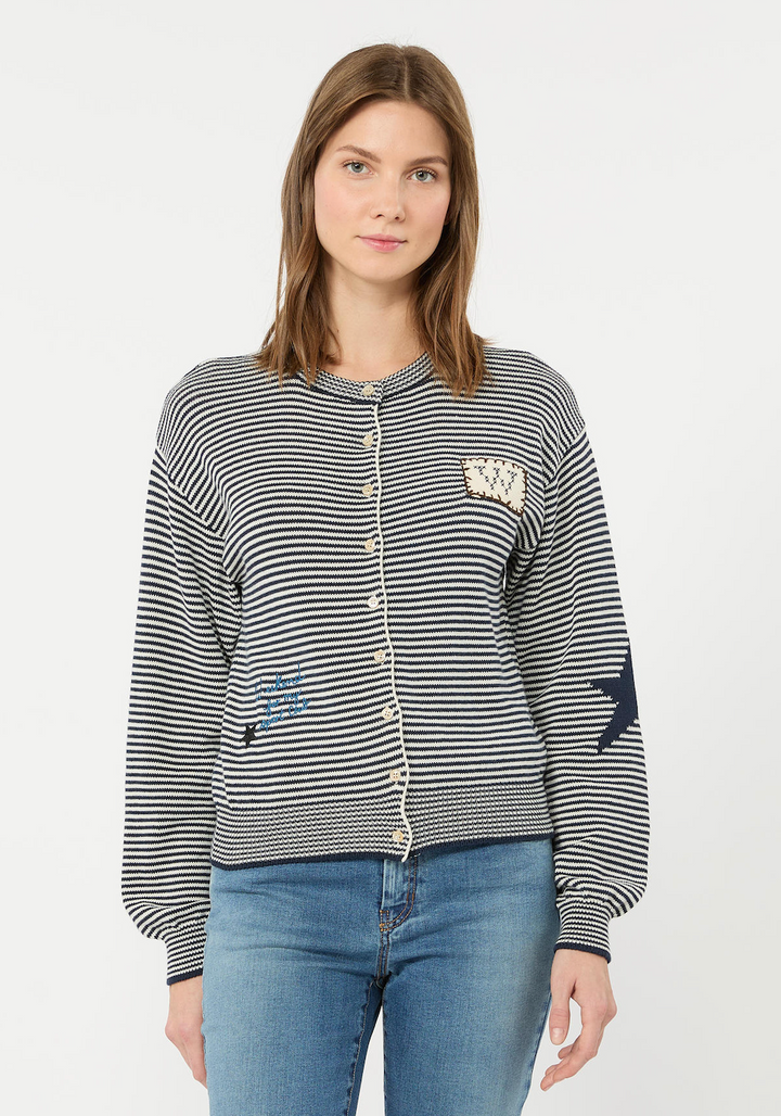 Weekend Max Mara | Teiera Cardigan Navy Pinstripes