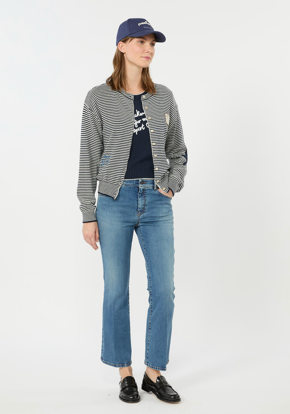 Weekend Max Mara | Teiera Cardigan Navy Pinstripes