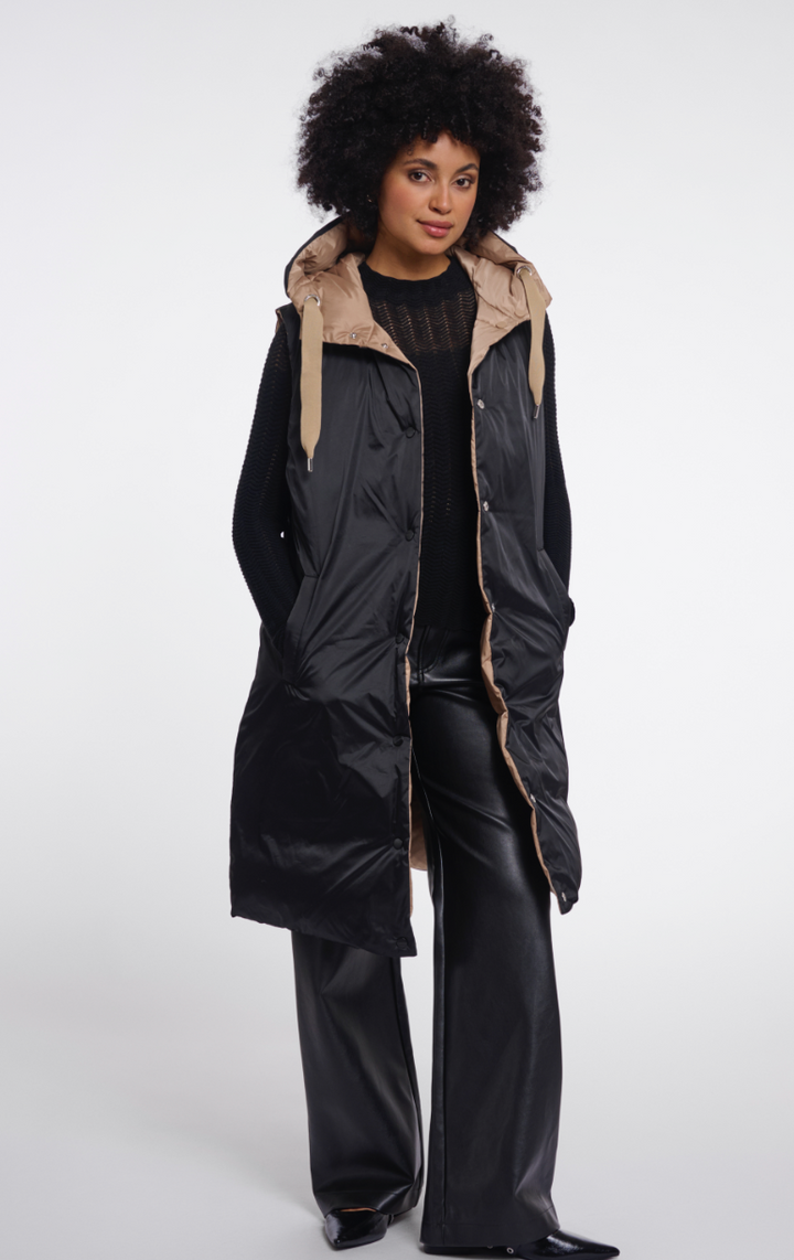 Rino &amp; Pelle | Logan reversible long waistcoat Light Toast and Black