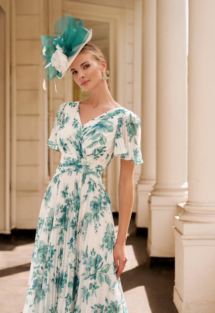 John Charles / 66608B  Chiffon &amp; Bead Dress Jade Camilla