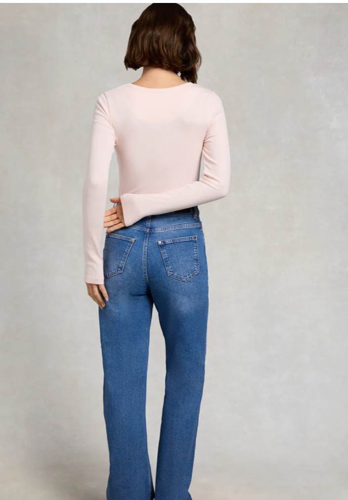 Holland Cooper > Rebecca Long Sleeve Top Pale Pink