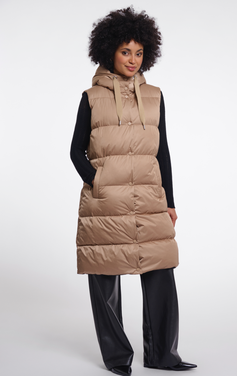 Rino &amp; Pelle | Logan reversible long waistcoat Light Toast and Black