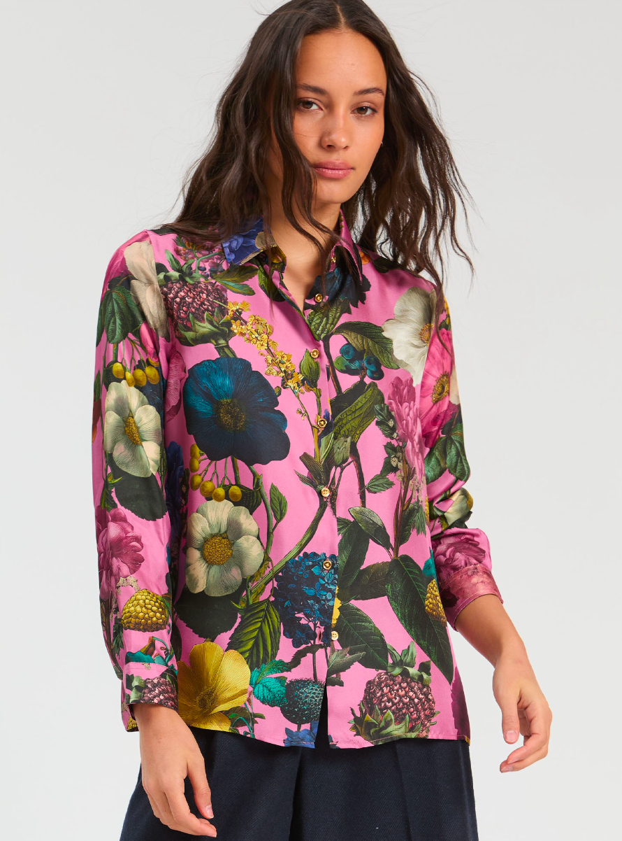 Vilagallo | 34098 Silk Floral Blouse Rosa