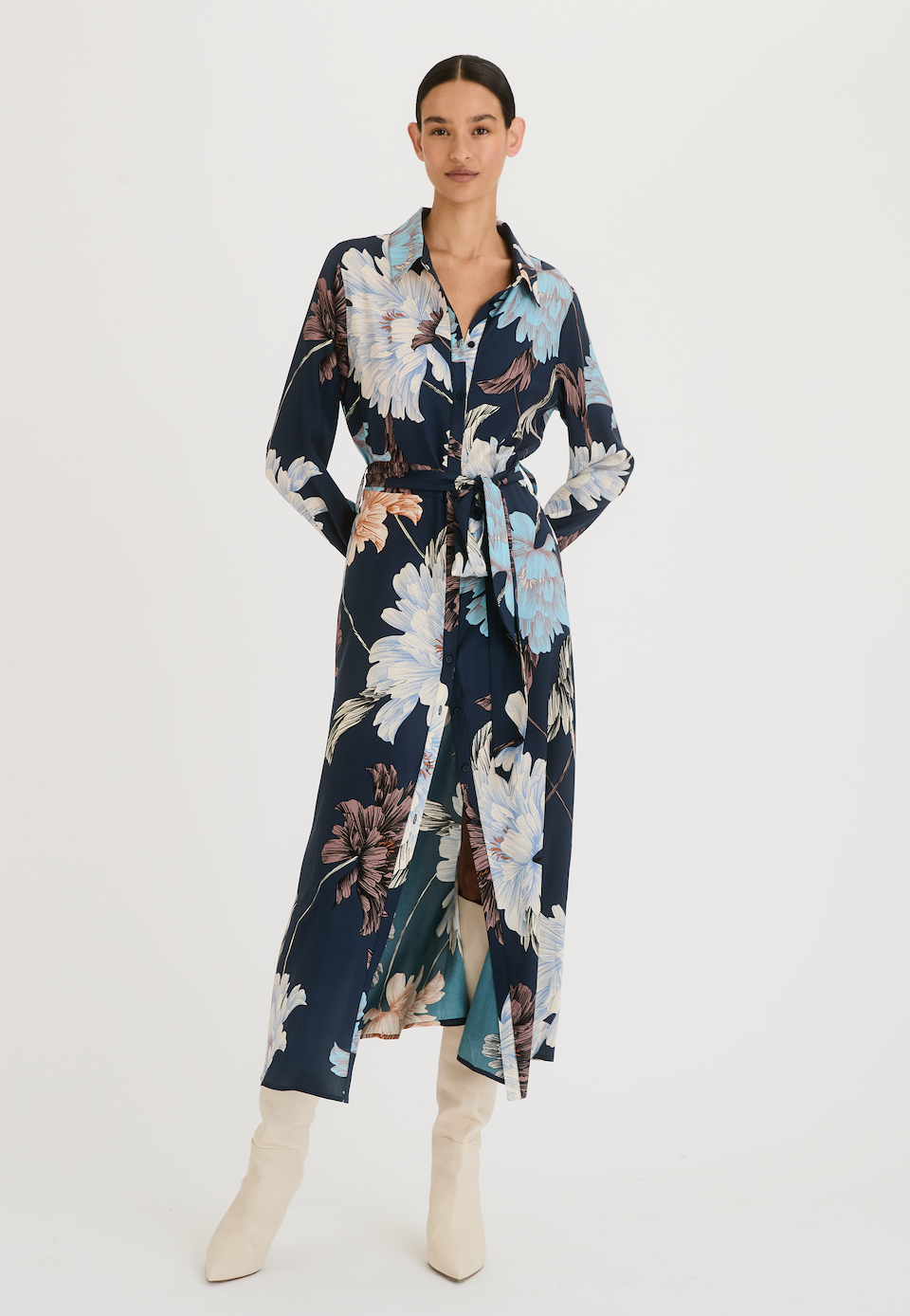 Charlotte Sparre | 3642 Giada Silk Shirt Dress Navy
