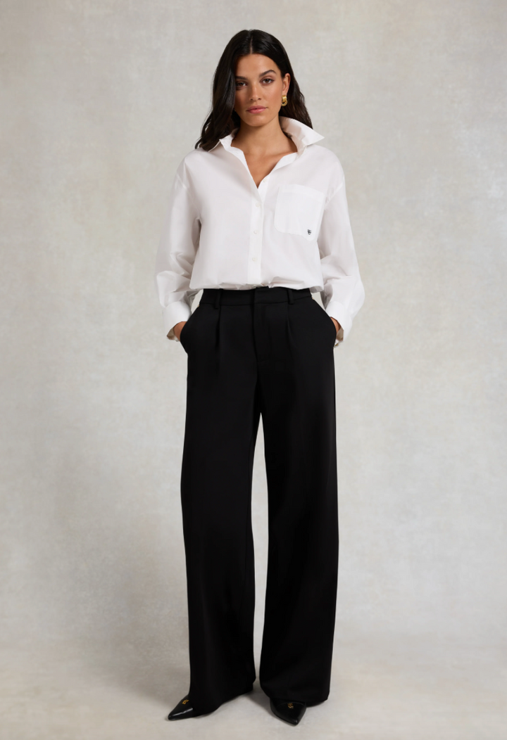 Holland Cooper | Pleated Wide Leg Trouser Black