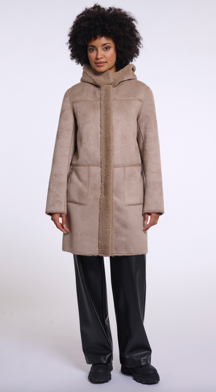 Rino &amp; Pelle | Alina reversible hooded jacket Mocha Latte