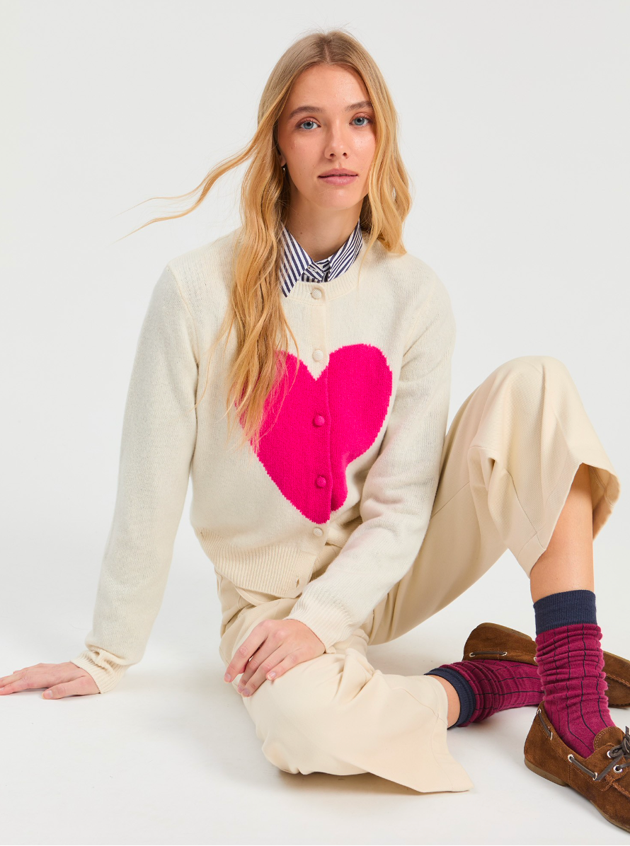 Vilagallo | 33965 Jumper Ecru &amp; Pink