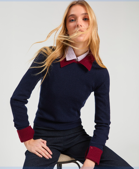 Vilagallo | 34149 Jumper Navy &amp; Burgundy