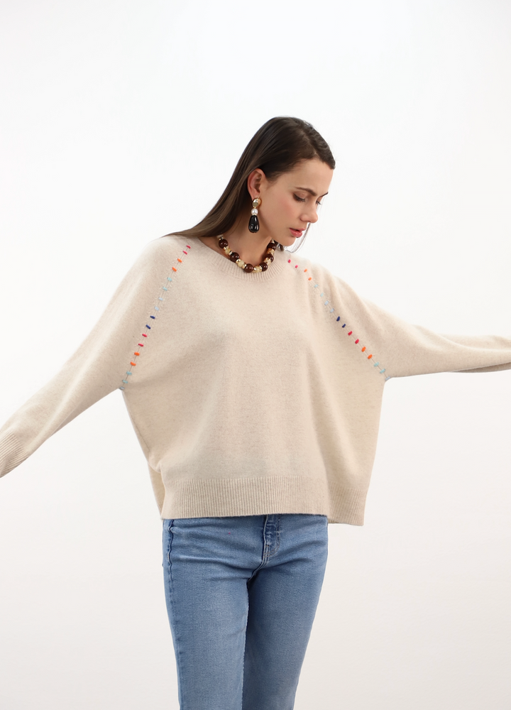 Esthème Cashmere | CKH6346C  Cashmere Jumper with Embroidered Armholes