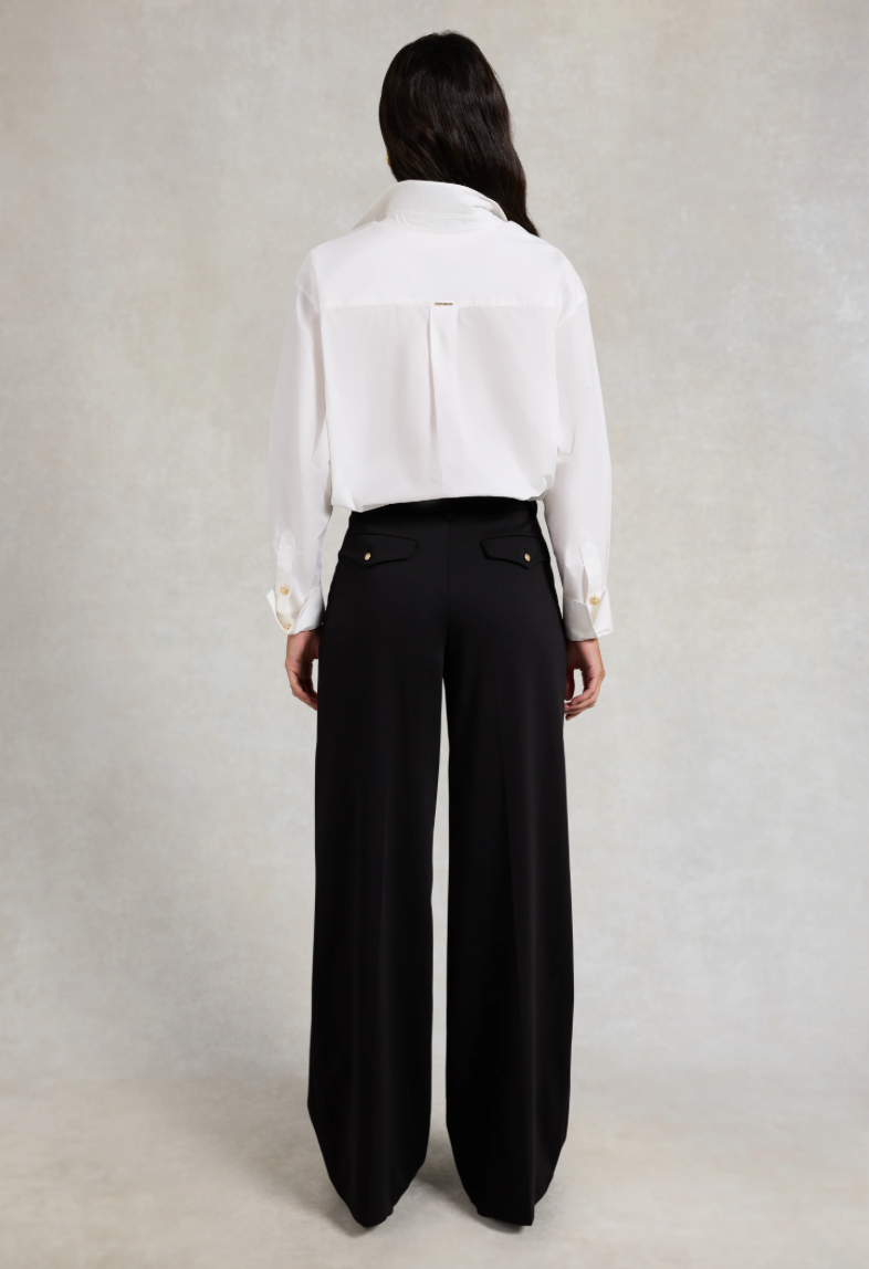 Holland Cooper | Pleated Wide Leg Trouser Black