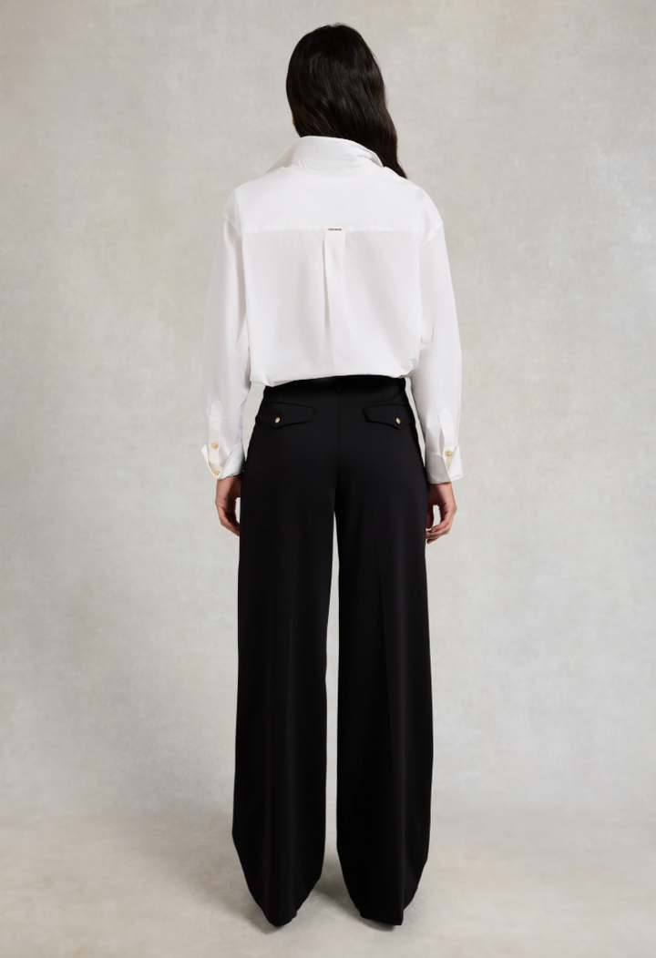 Holland Cooper | Pleated Wide Leg Trouser Black