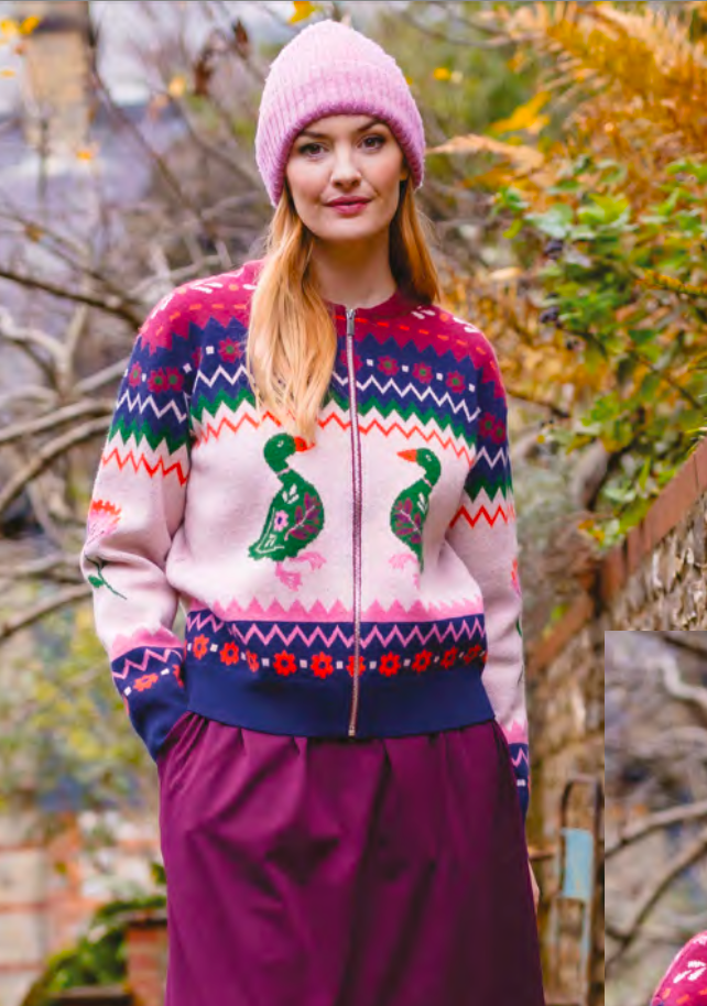 Sugarhill | Solana Knitted Bomber Jacket Ducks