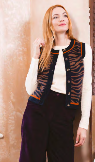 Sugarhill | Natalie Knitted Waistcoat Tiger Print