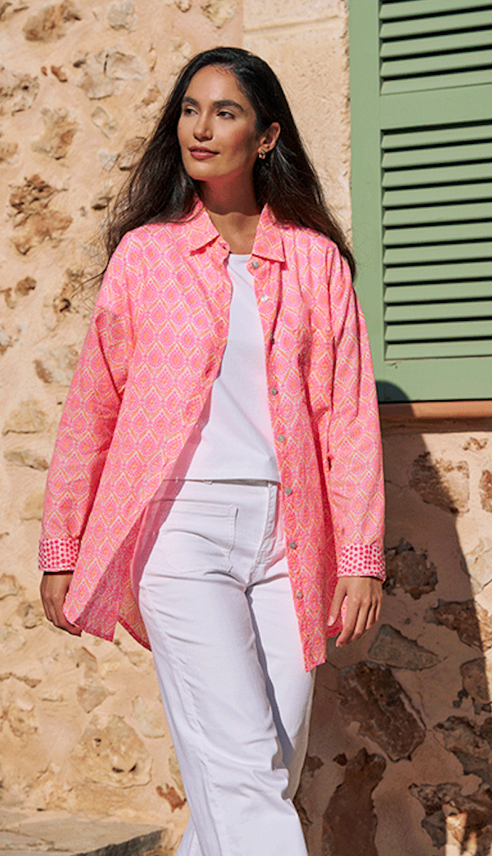 Luella > Montpellier Shirt (BF) Neon pink/orange