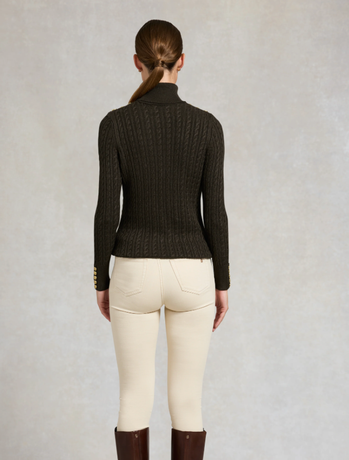 Holland Cooper | Seattle Roll Neck Cable Knit Fern Green